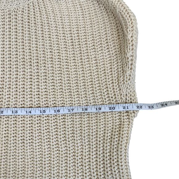 Industry Sz S Chunky Knit Cowl Neck Cap Sleeve Sweater Vest in Cream 100% Cotton - Picture 7 of 16